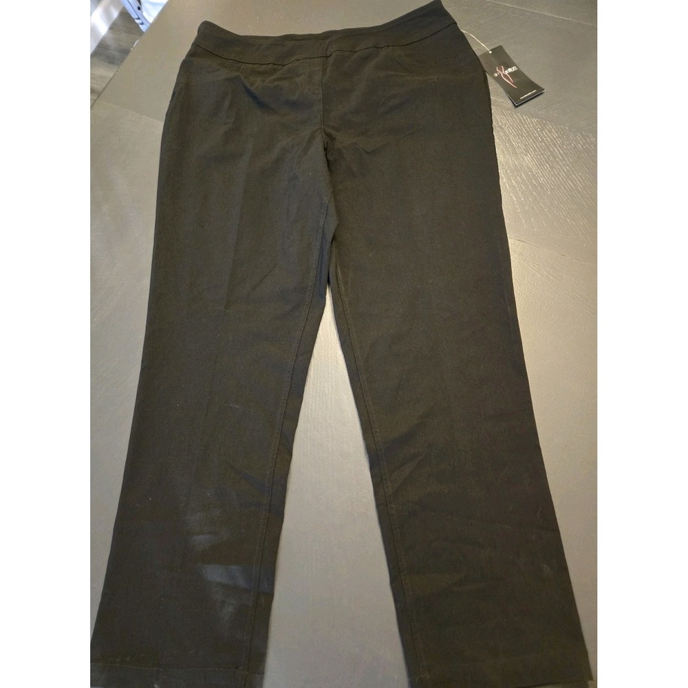 NWT Slim-Sation Women's Black Dress‎ Pants Stretch Relaxed Straight Leg